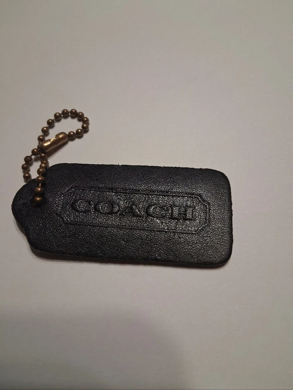 Vintage Coach Black Leather Replacement Hangtag Key fob Charm For Handbag Purse